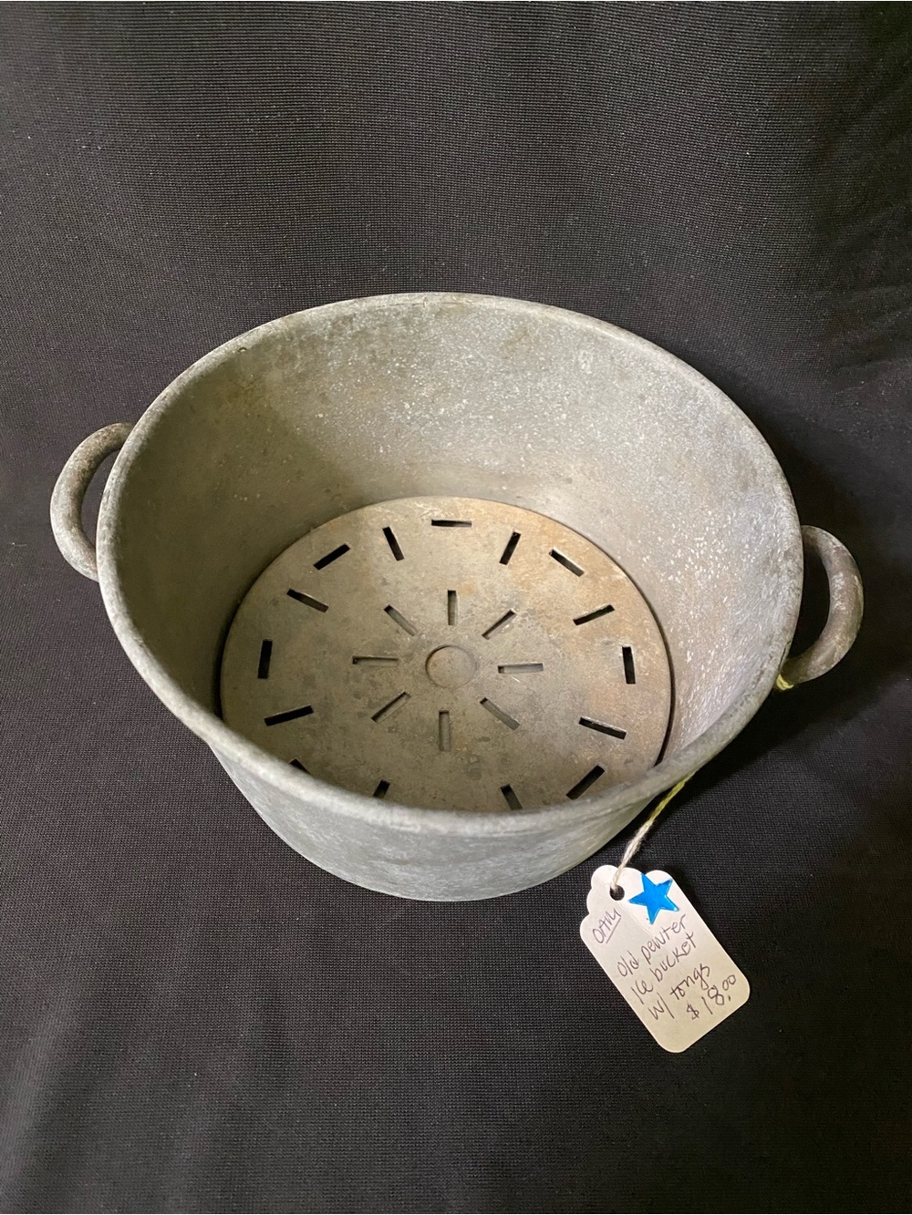 Vintage bucket with strainer disc